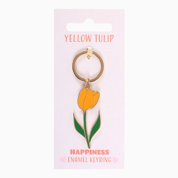 Keyring-TU_80926 - Yellow Spring Tulip Keyring-Something Different Wholesale