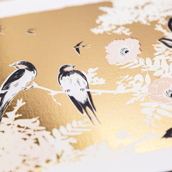 Luxury Card - LN002 - Golden Swallows Just to Say Luxury Card - Golden Swallows Just to Say Card - Whistlefish