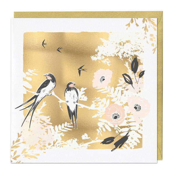 Luxury Card - LN002 - Golden Swallows Just to Say Luxury Card - Golden Swallows Just to Say Card - Whistlefish