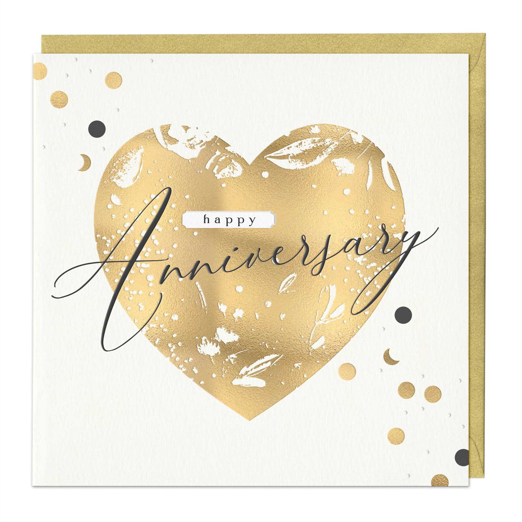 Luxury Card - LN012 - Golden Heart Anniversary Luxury Card - Golden Heart Anniversary Card - Whistlefish