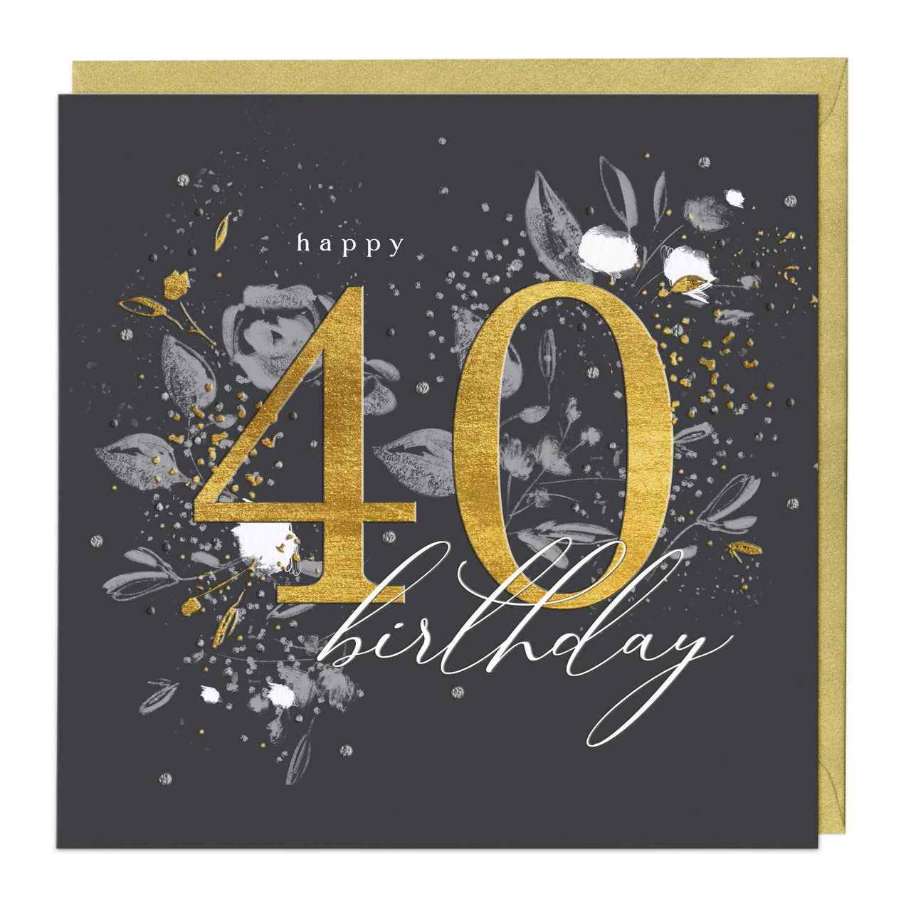 Luxury Card - LN016 - Golden Milestone 40th Birthday Luxury Card - Golden Milestone 40th Birthday Card - Whistlefish