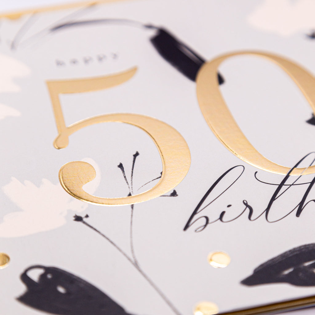 Luxury Card - LN017 - Golden Jubilee 50th Birthday Luxury Card - Golden Jubilee 50th Birthday Card - Whistlefish