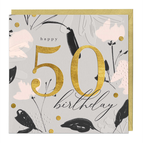 Luxury Card - LN017 - Golden Jubilee 50th Birthday Luxury Card - Golden Jubilee 50th Birthday Card - Whistlefish