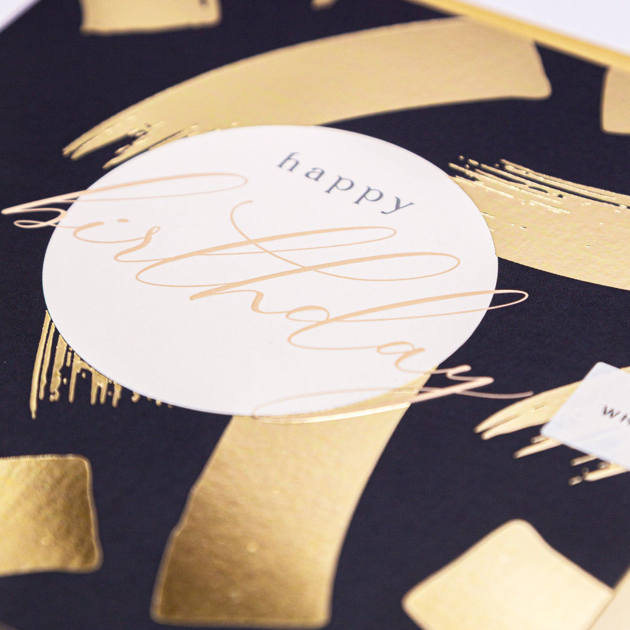 Luxury Card - LN022 - Golden Brushstrokes Birthday Luxury Card - Glamorous Brushstrokes Birthday Card - Whistlefish