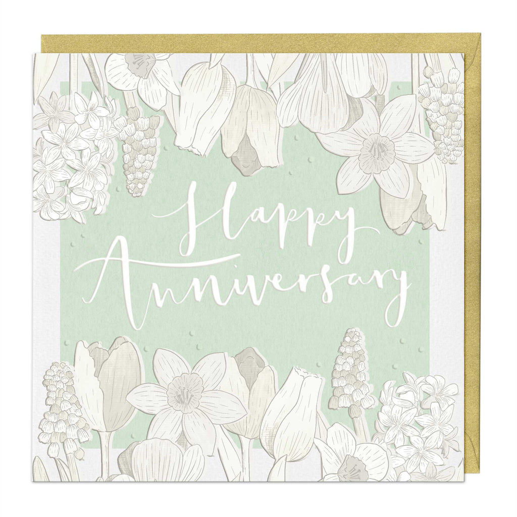 Luxury Card - LN066 - Happy Anniversary Floral Luxury Card - Happy Anniversary Floral Luxury Card - Whistlefish