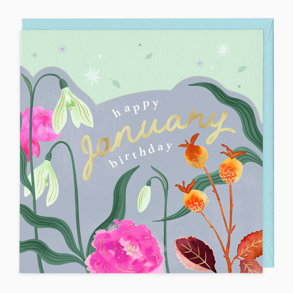 Luxury Card-LN145 - Bright Summer January Birthday Card-Whistlefish
