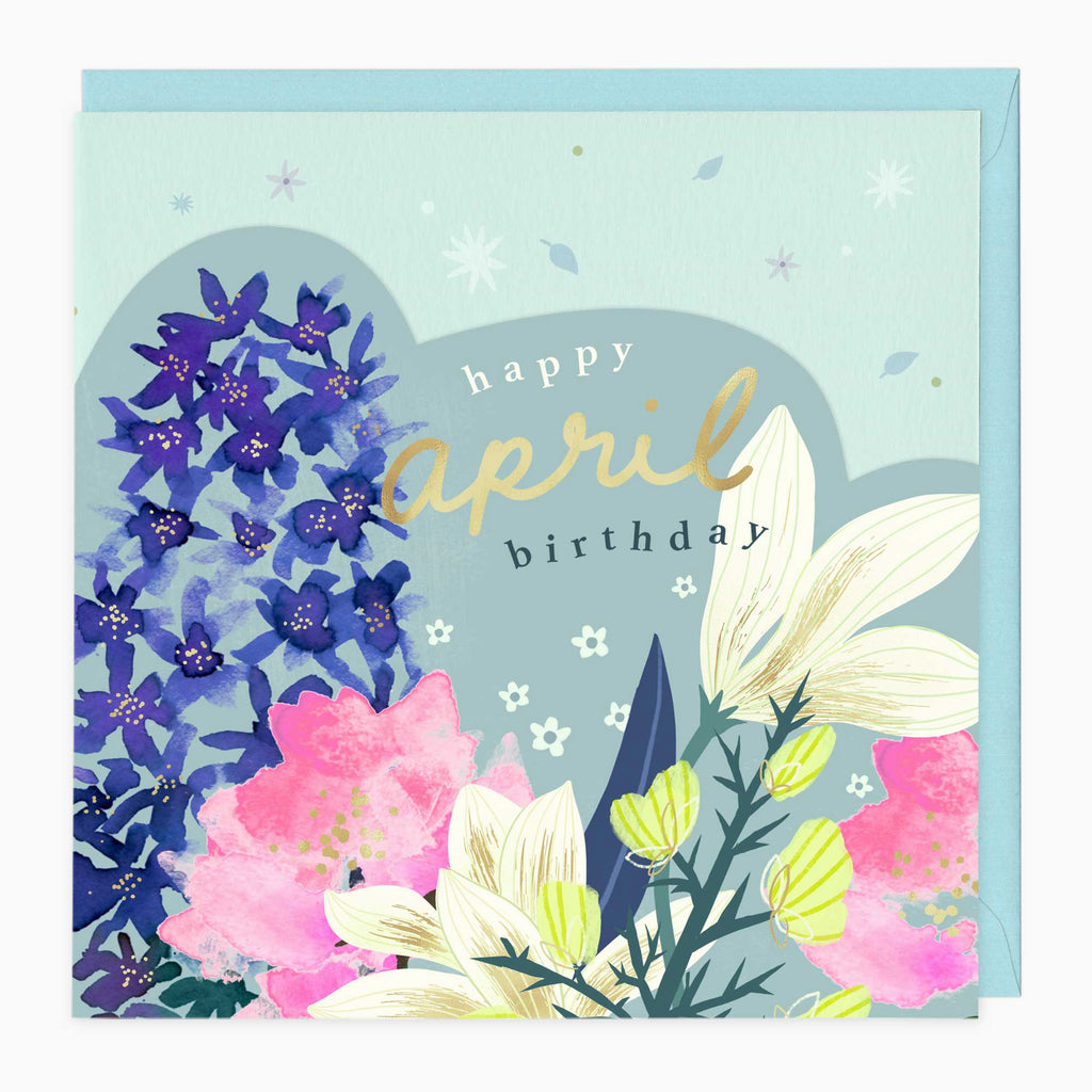Luxury Card-LN148 - Bright Summer April Birthday Card-Whistlefish