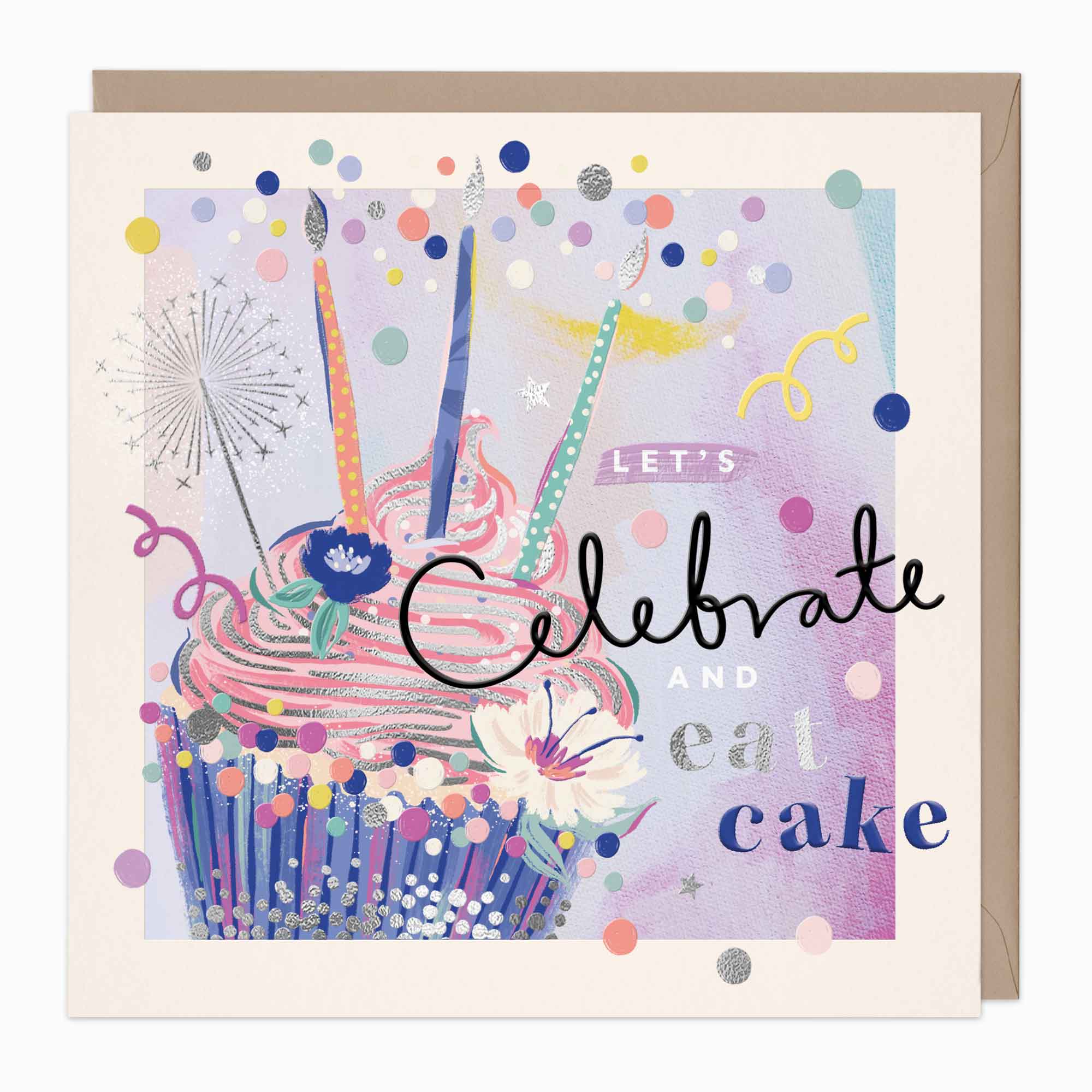Luxury Card-LN164 - Celebrate & Eat Cake Birthday Card-Whistlefish