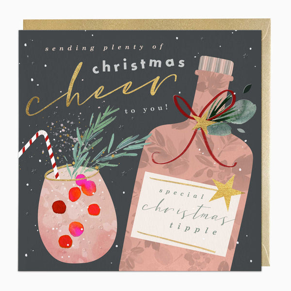 Luxury Christmas Card-LZ036 - Bubbly & Cheer Luxury Christmas Card-Whistlefish