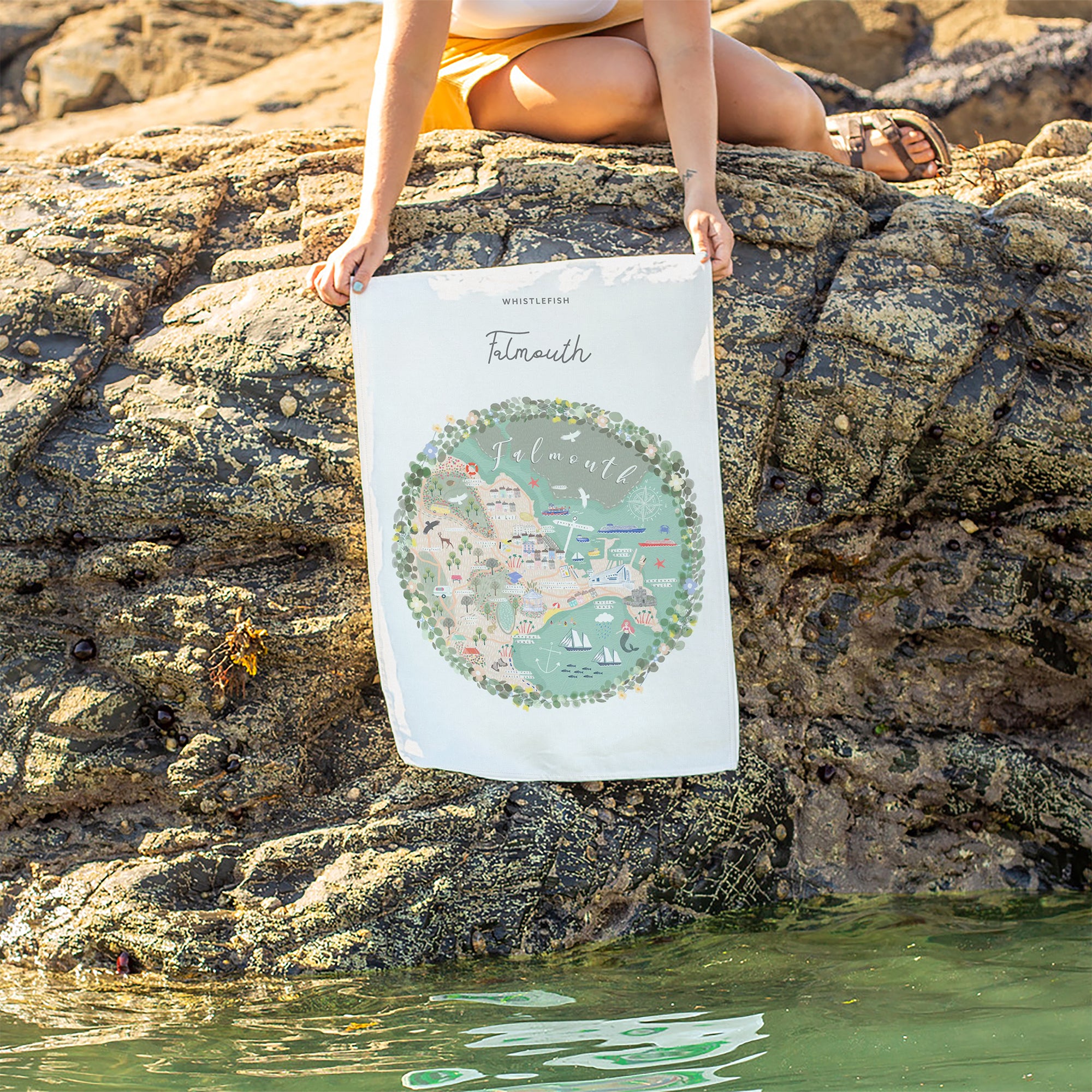 Tea Towel-MA06TT - Falmouth Map Tea Towel-Whistlefish