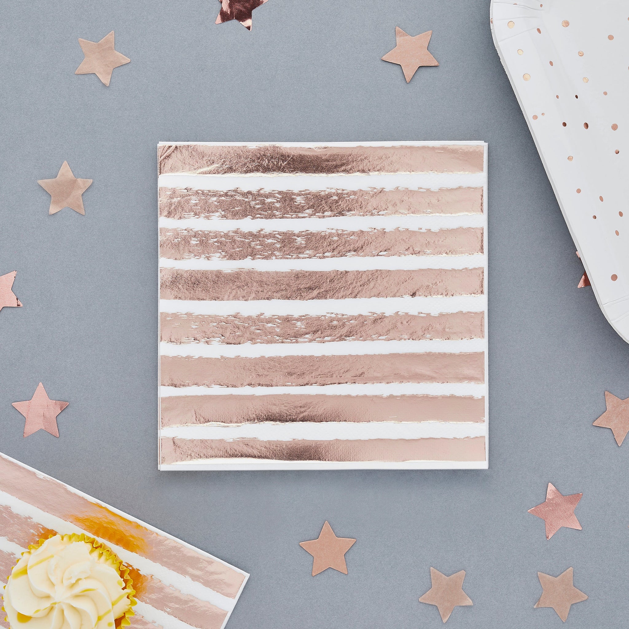 Napkin - HBMM135 - Rose Gold Striped Napkins - Rose Gold Striped Napkins - Whistlefish