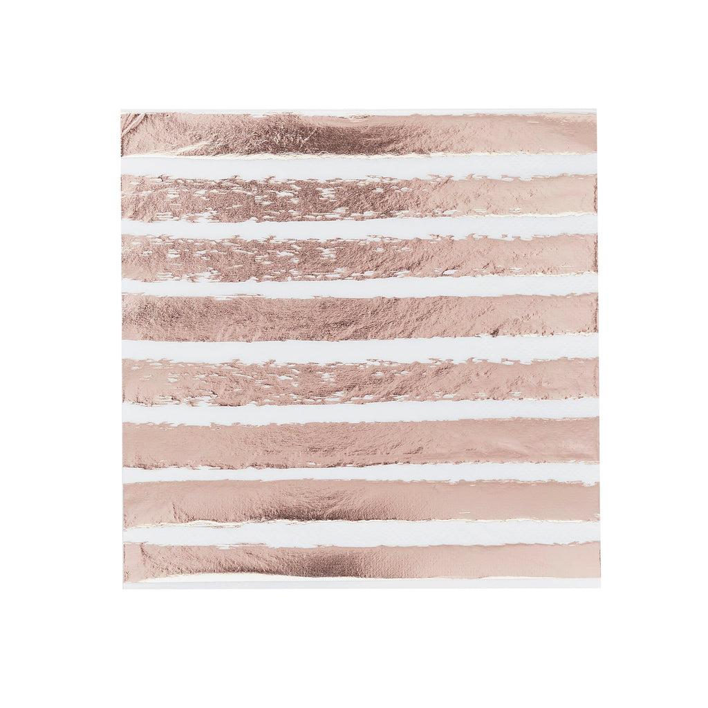 Napkin - HBMM135 - Rose Gold Striped Napkins - Rose Gold Striped Napkins - Whistlefish