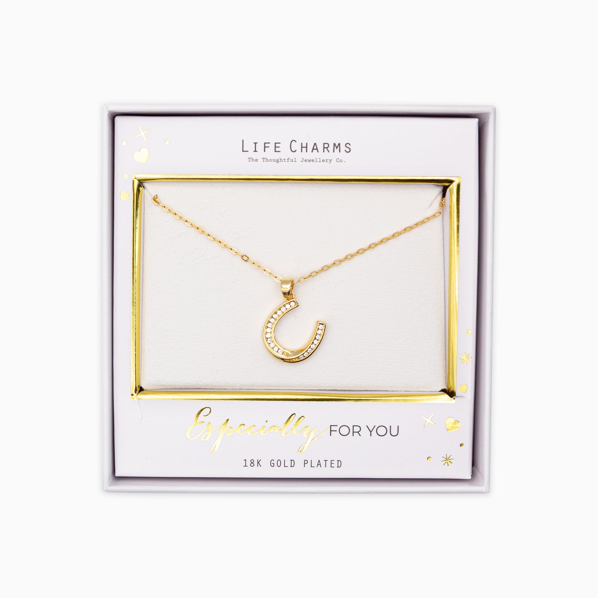 Necklace-N08G - Gold Horseshoe Necklace-Whistlefish