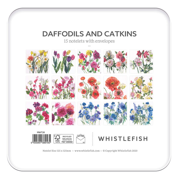 Notelet Tin-MWT28 - Daffodils and Catkins Notelets-Whistlefish
