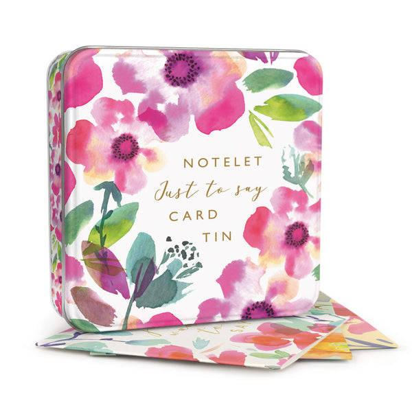Notelet Tin-MWT30 - Watercolour Florals Just To Say Notelets-Whistlefish
