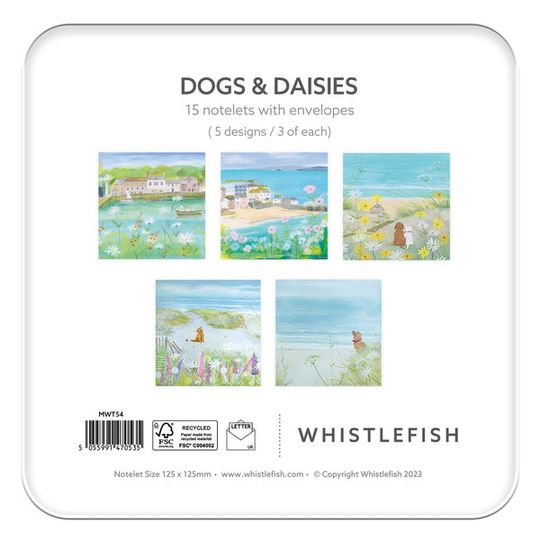 Notelet Tin - MWT54 - Dogs & Daisies Notelet Tin - Dogs & Daisies Notelet Tin - Whistlefish