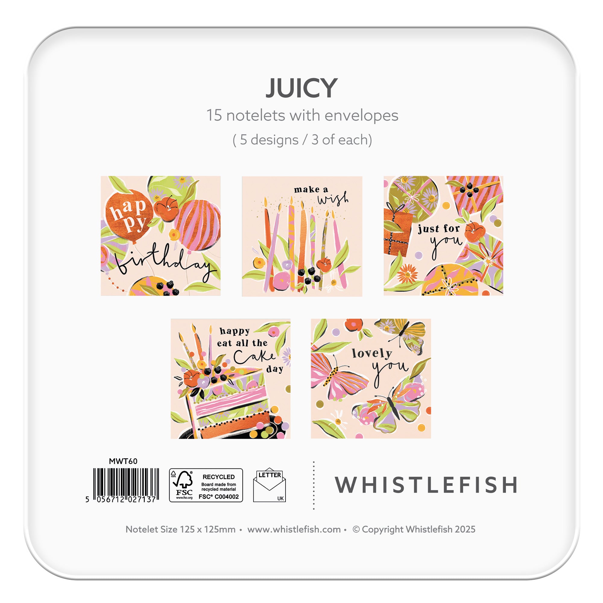 Notelet Tin-MWT60 - Juicy Notelet Tin-Whistlefish
