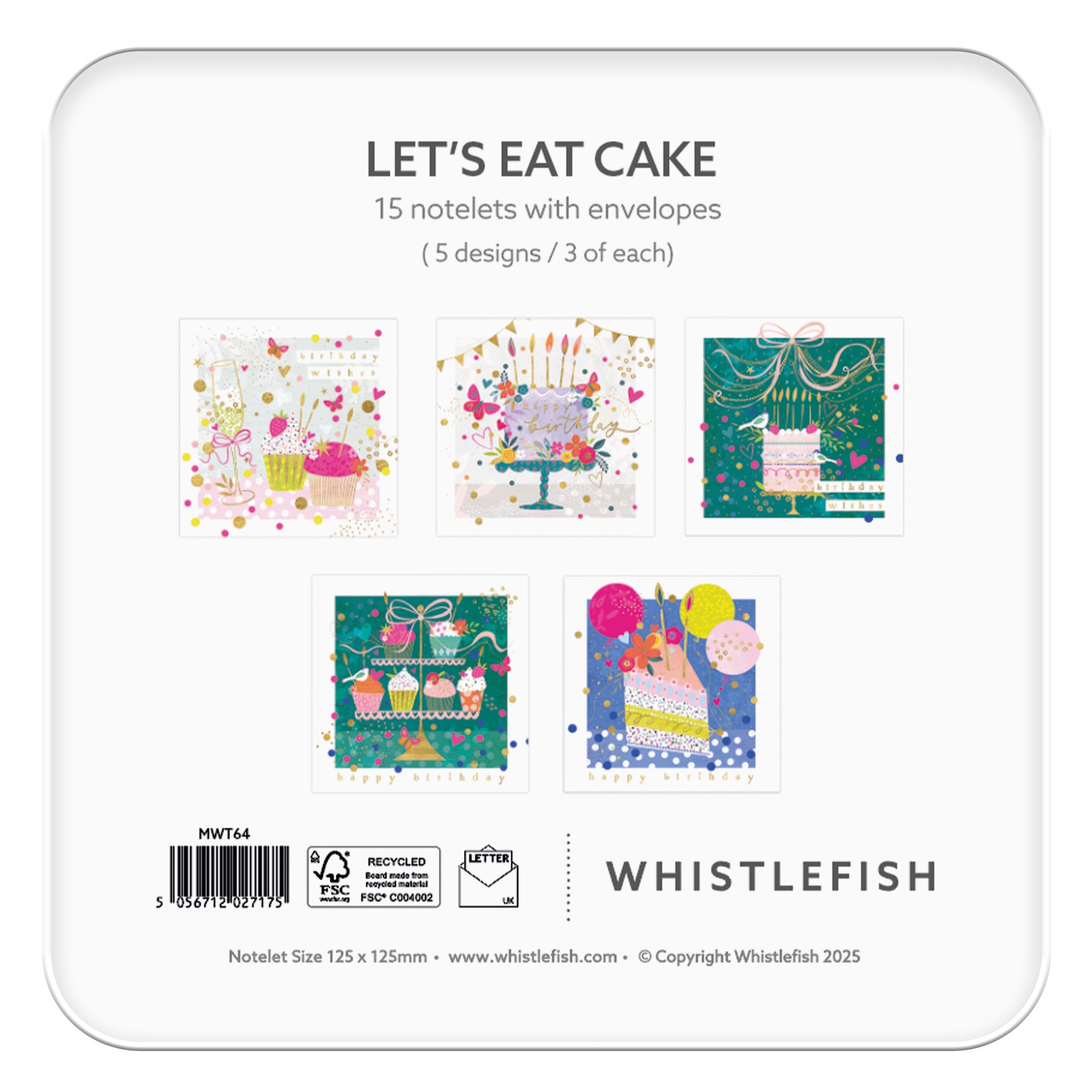 Notelet Tin-MWT64 - Now Let's Eat Cake Notelet Tin-Whistlefish