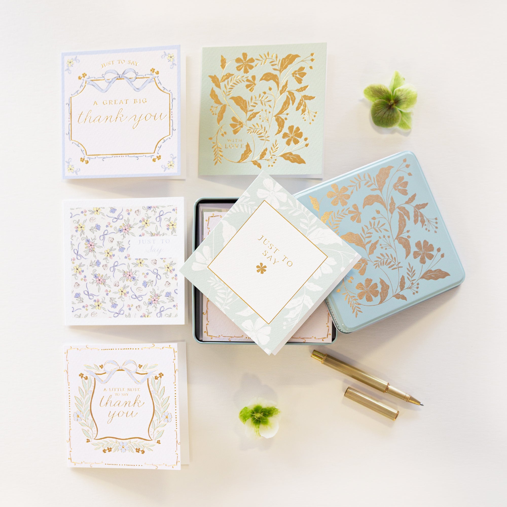 Notelet Tin-MWT70 - Regal Gold Bloom Filled Notelet Tin-Whistlefish