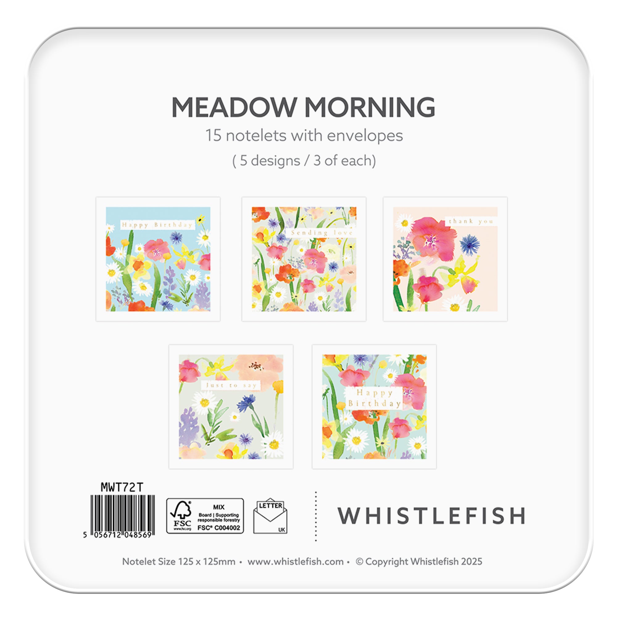 Notelet Tin-MWT72 - Meadow Morning Filled Notelet Tin-Whistlefish