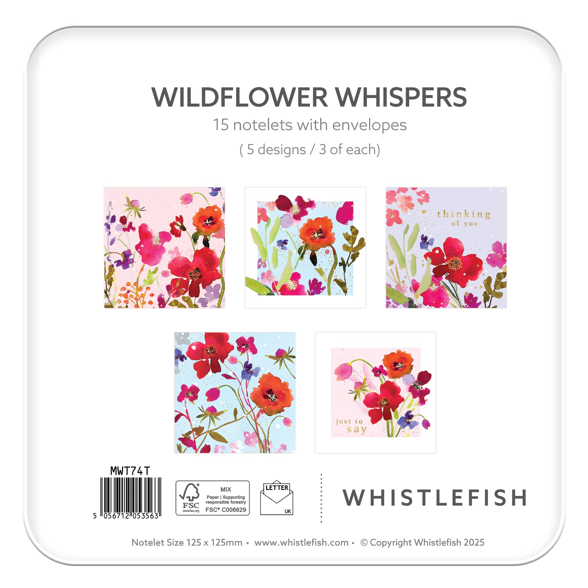 Notelet Tin-MWT74 - Wildflower Whispers Filled Notelet Tin-Whistlefish