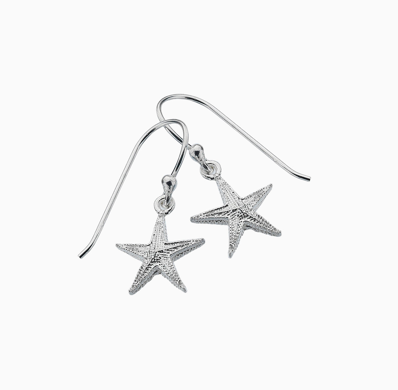 Earrings-P3441A - Starfish Silver Earrings-Sea Gems