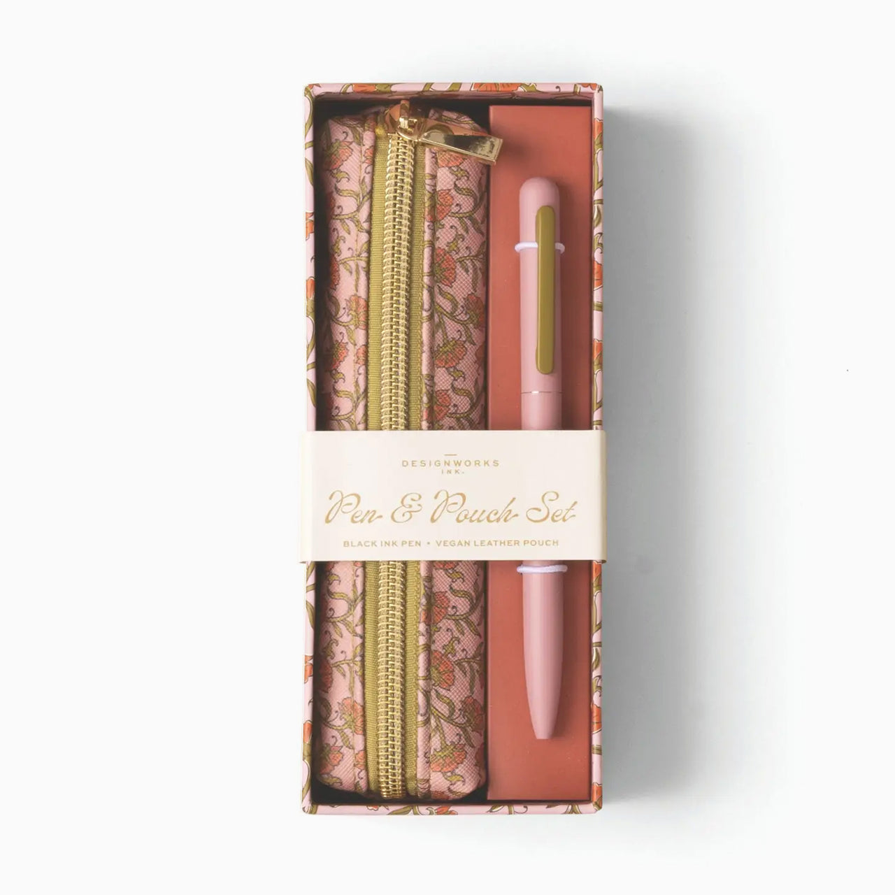 Pen & Pouch Set-PNP-1001EU - Pink Vintage Floral Pen & Pouch Set-Designworks Collective