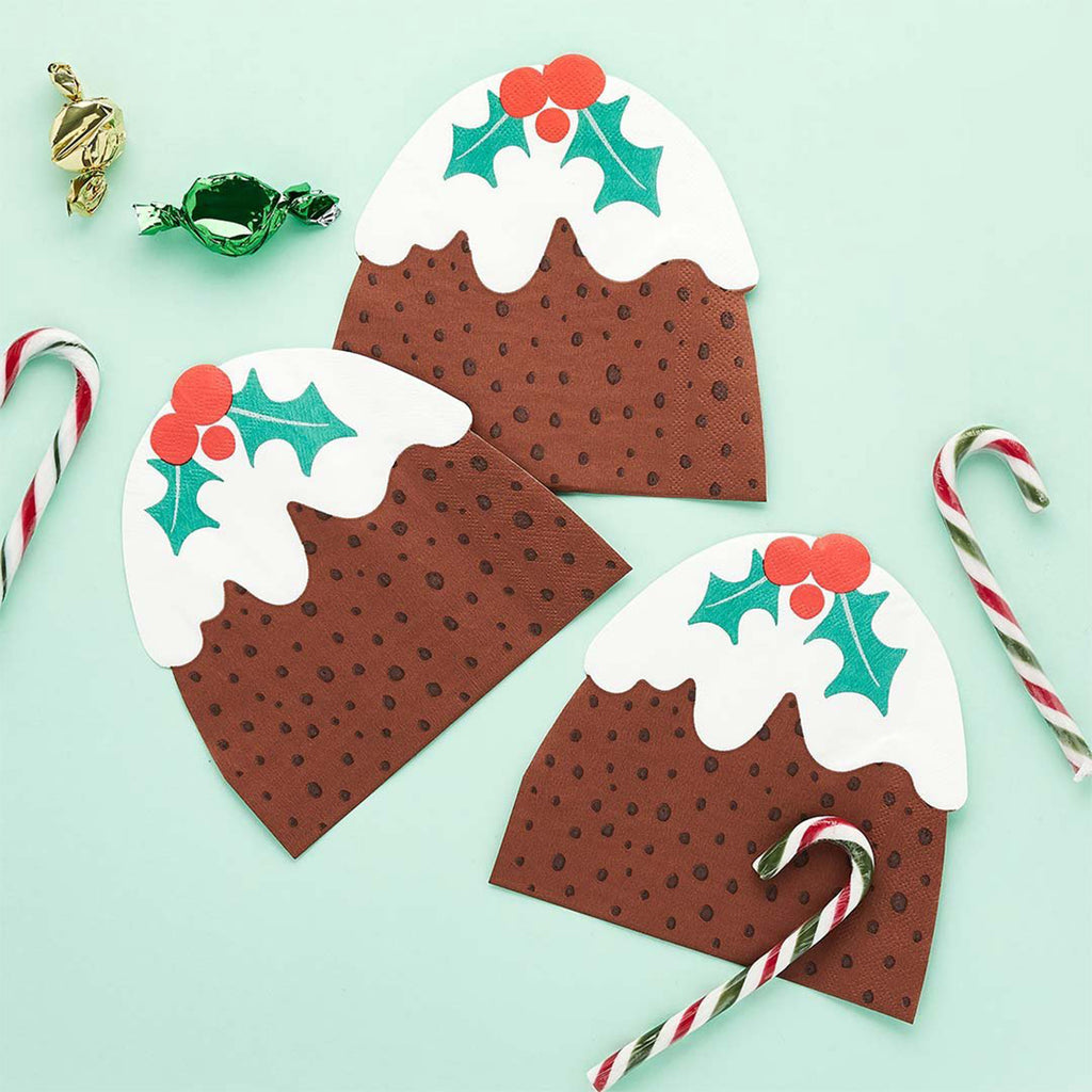 Paper Napkins-HBMC107 - Christmas Pudding Paper Napkins-Hootyballoo
