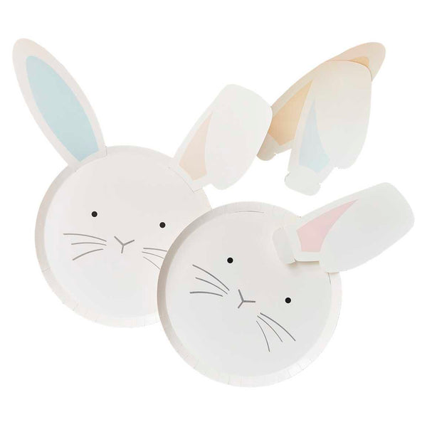 Paper Plates - EGG-239 - Bunny Plates & Interchangeable Ears - Pastel Easter Bunny Paper Plates With Interchangeable Ears - Whistlefish