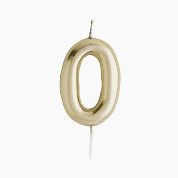 Party Candle-HBMM181 - Gold Number 0 Candle-Hootyballoo