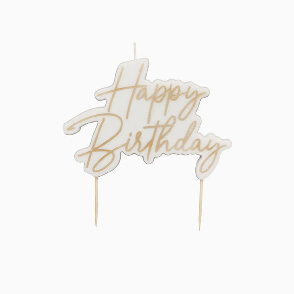 Party Candle-HBWC152 - Gold Happy Birthday Candle-Hootyballoo