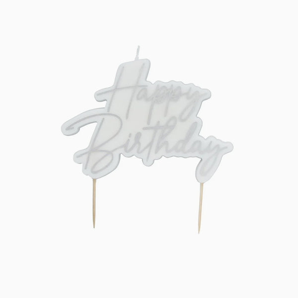 Party Candle-HBWC154 - Silver Happy Birthday Candle-Hootyballoo