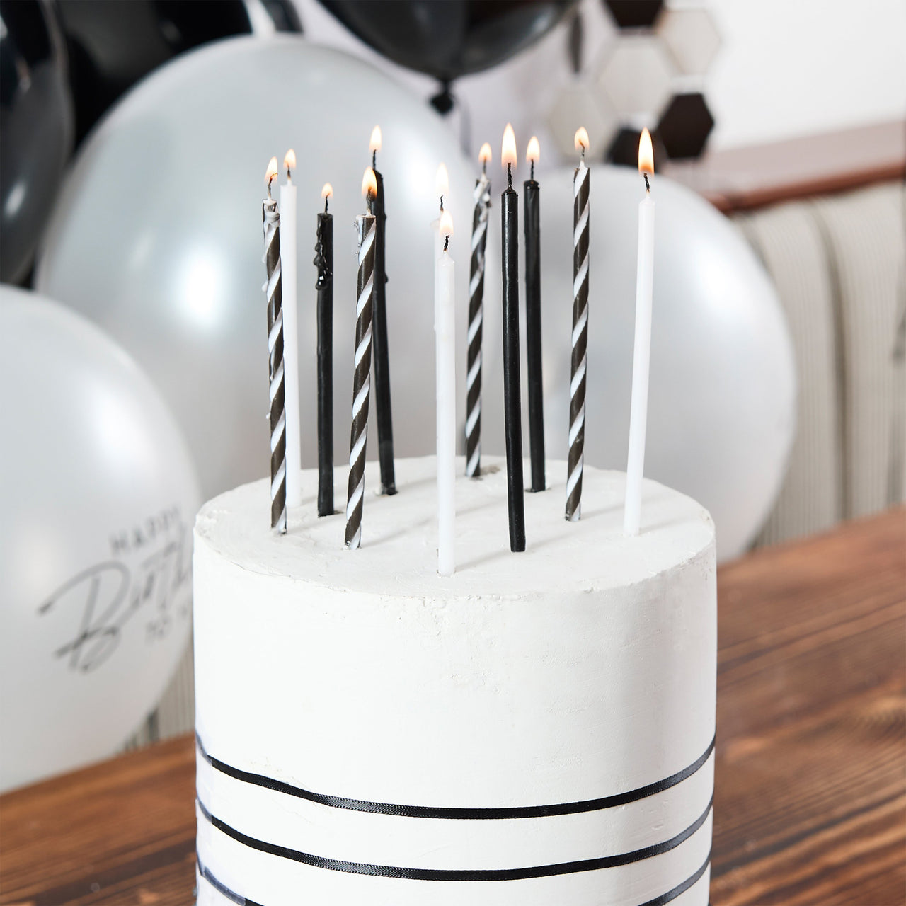 Party Candle-HBWC158 - Monochrome Tall Candles-Hootyballoo