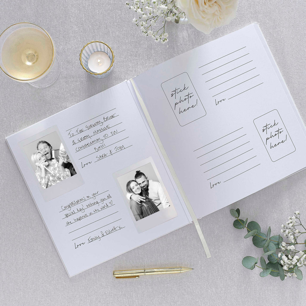 Photo Album - ML-129 - Embossed Best Day Ever Wedding Album - White Embossed Best Day Ever Wedding Photo Album - Whistlefish