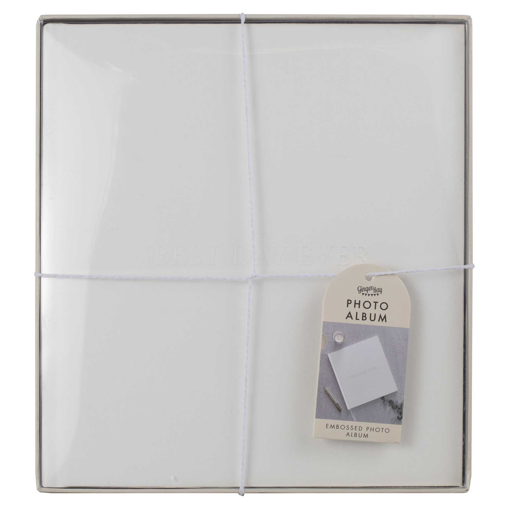 Photo Album - ML-129 - Embossed Best Day Ever Wedding Album - White Embossed Best Day Ever Wedding Photo Album - Whistlefish