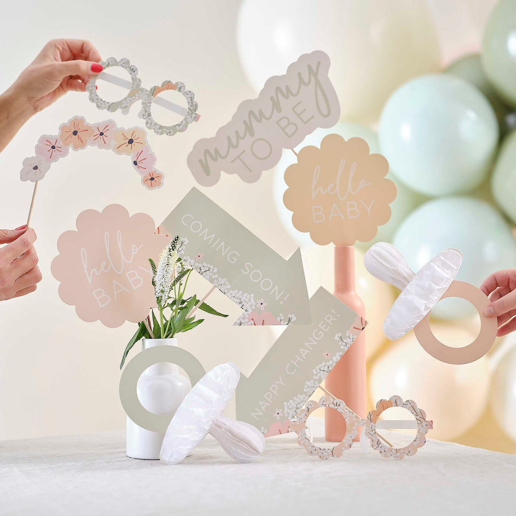 Photo Booth Props - FLB-112 - Floral Baby Shower Photo Booth Props - Floral Baby Shower Photo Booth Props - Whistlefish