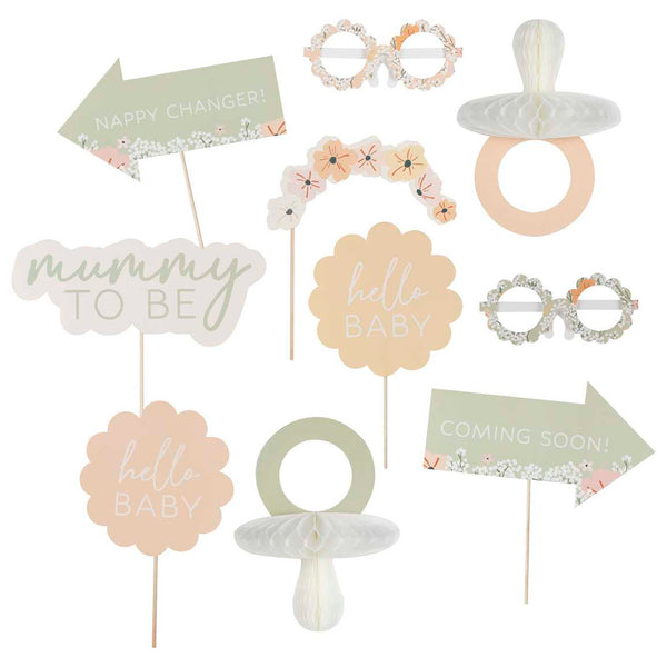 Photo Booth Props - FLB-112 - Floral Baby Shower Photo Booth Props - Floral Baby Shower Photo Booth Props - Whistlefish