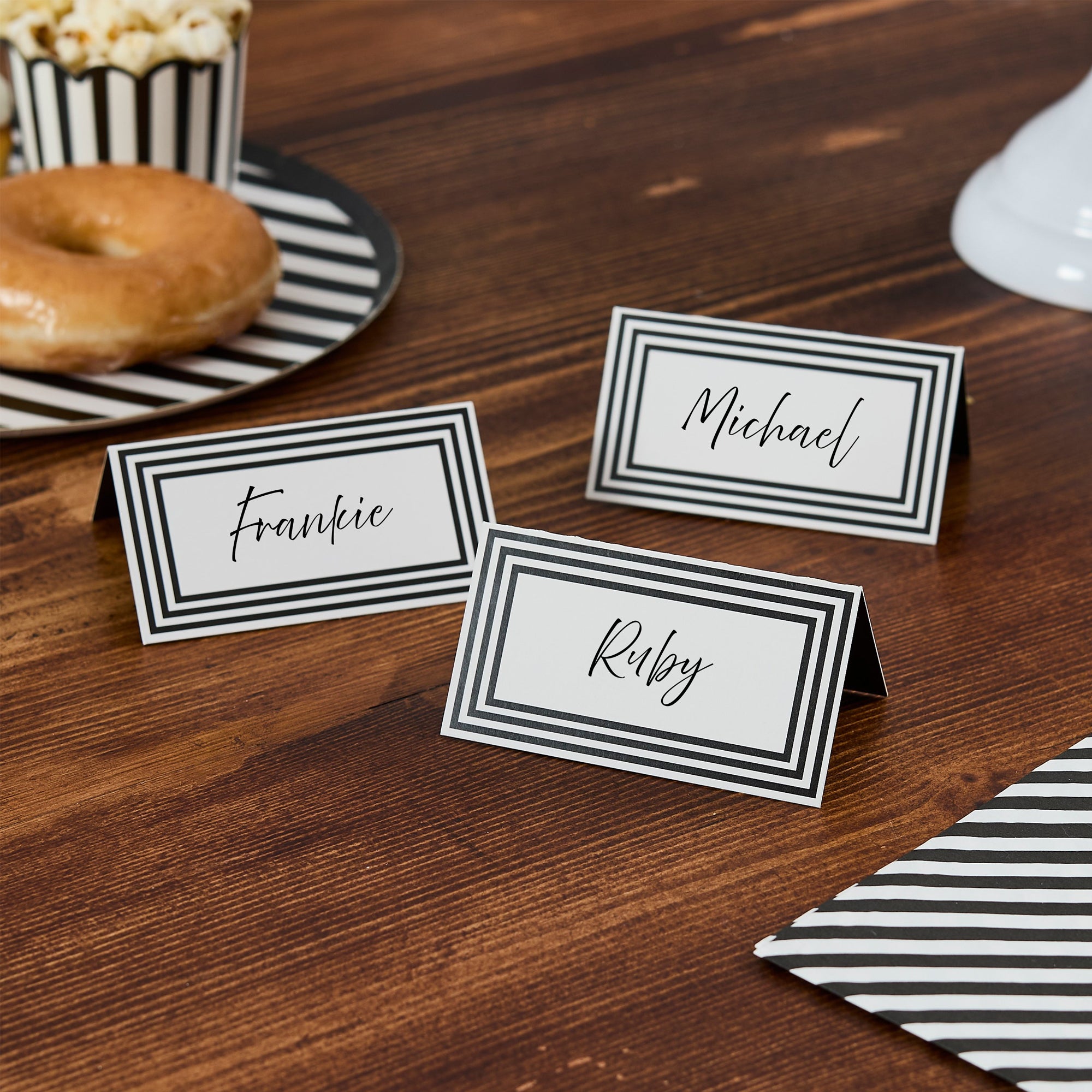 Place Cards-HBMP113 - Monochrome Place Cards-Hootyballoo
