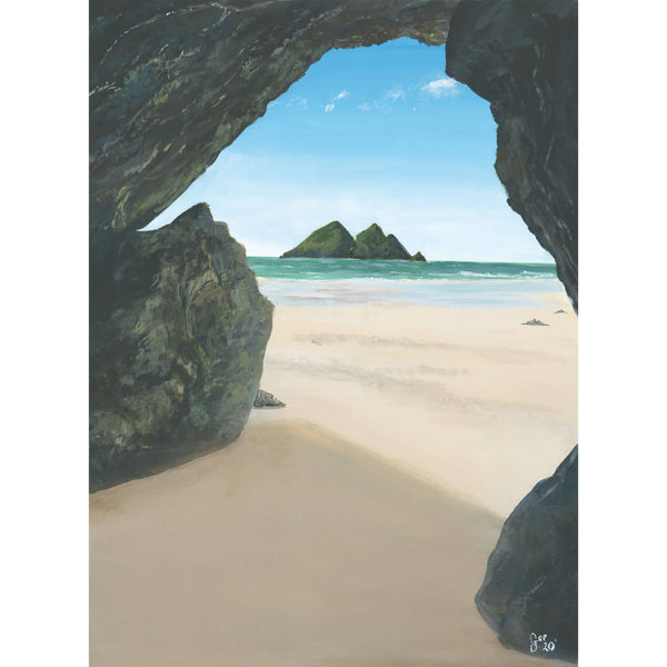 Print - GH27P - Cave at Holywell Bay Art Print - Cave at Holywell Bay Art Print by Georgie Harrison - Whistlefish