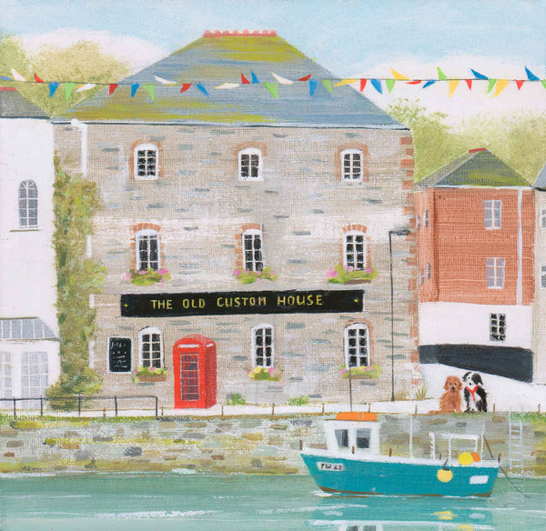 Print-HC309P - Padstow Phone Box Art Print-Hannah Cole