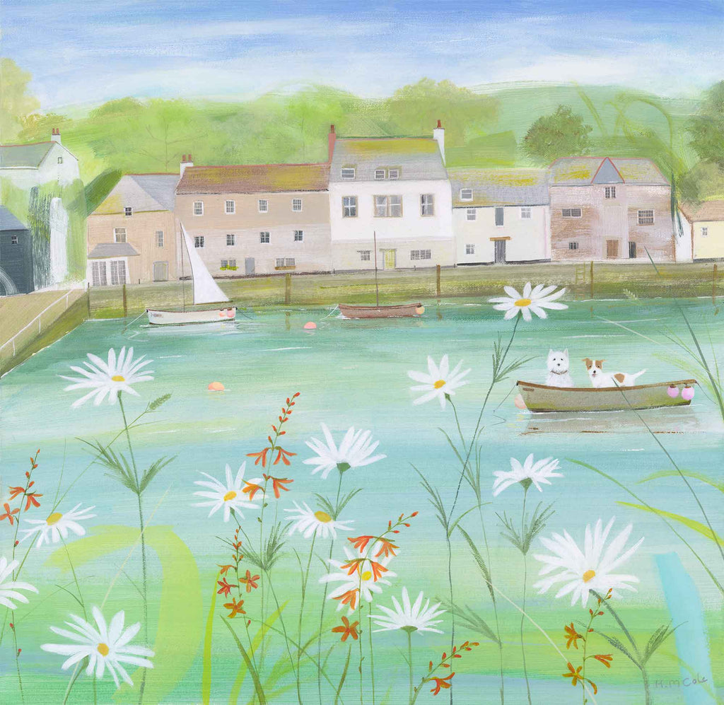 Print-HC328P - Westie In The Boat Art Print-Hannah Cole