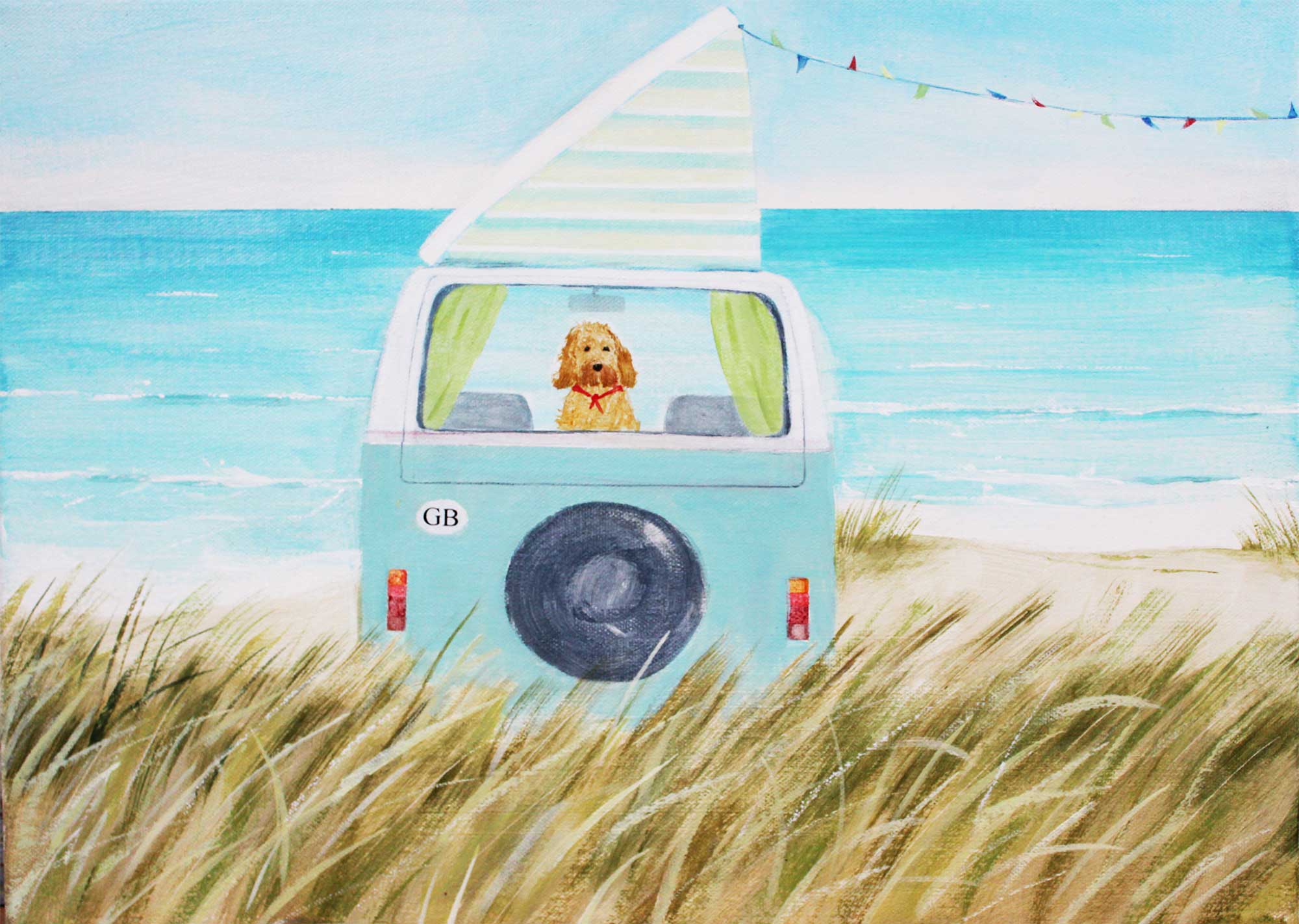 Print-HC337P - Camper Dog Art Print-Hannah Cole