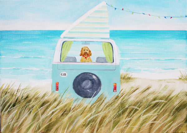 Print-HC337P - Camper Dog Art Print-Hannah Cole