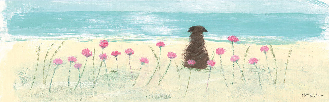 Framed Print-HC345F - Dog In The Sea Pinks Framed Print-Hannah Cole