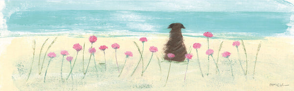 Framed Print-HC345F - Dog In The Sea Pinks Framed Print-Hannah Cole