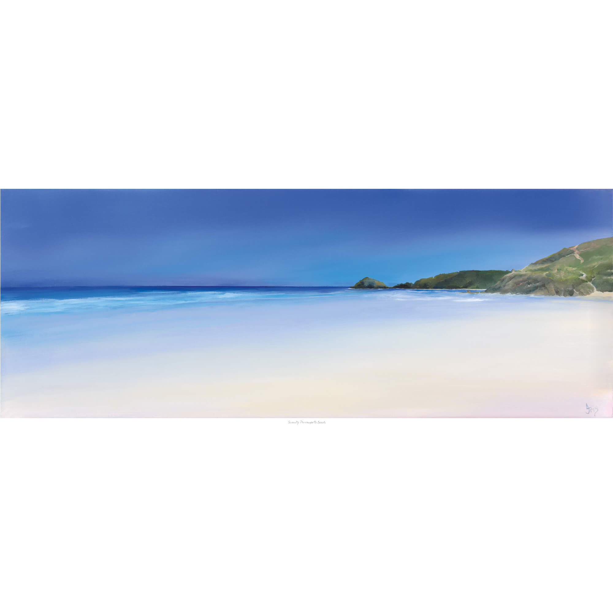 Print-IC194P - Perranporth Beach Large Art Print-Whistlefish