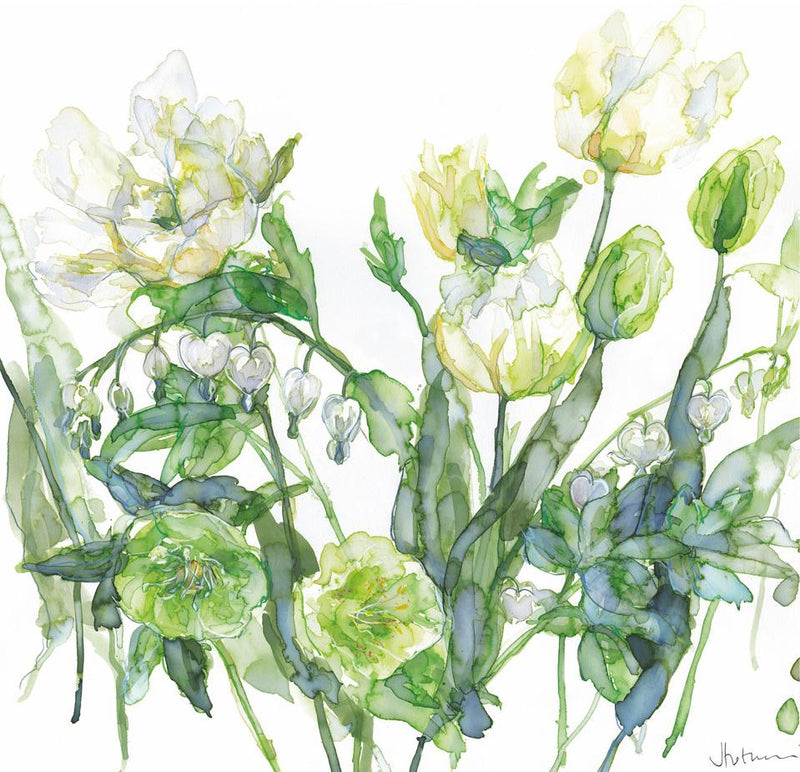 Print-JT40P - White & Green Tulips Art Print-Whistlefish