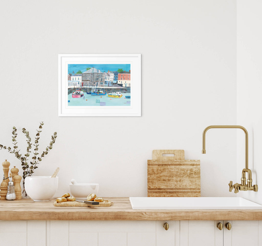 Print-LP180P - Padstow Harbour Small Art Print-Whistlefish