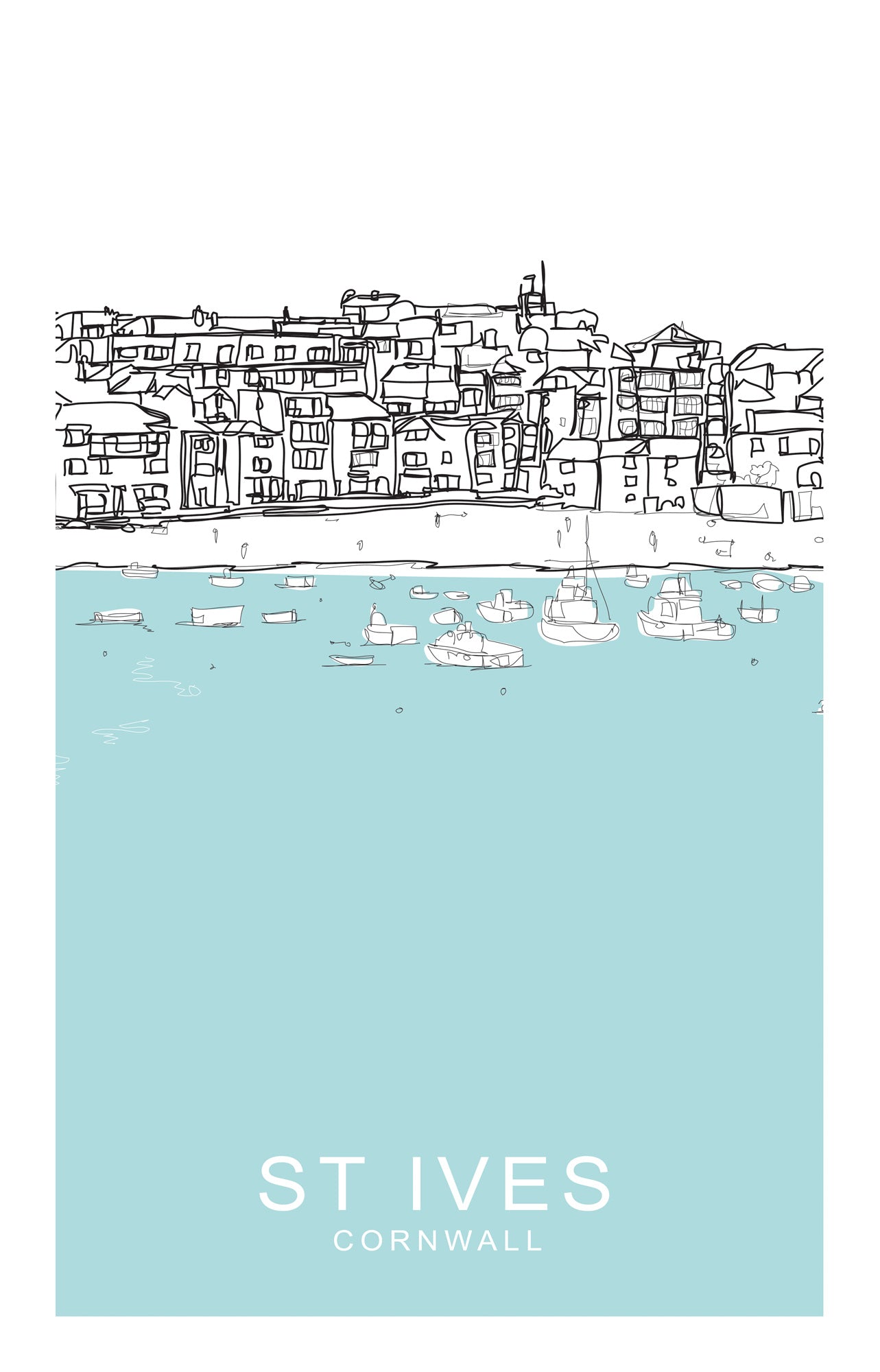 Print-SH72P - St Ives Blue Small Art Print-Whistlefish