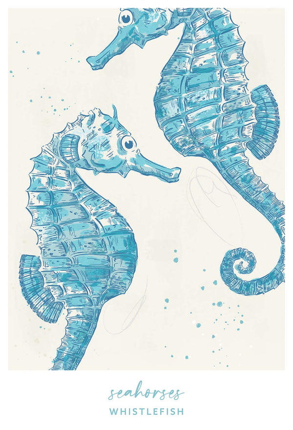 Framed Print-WF041289F - Seahorses Large Framed Print-Whistlefish